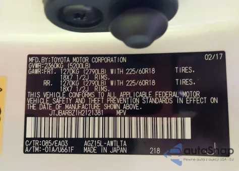 2017 Lexus Nx 200T z USA, uszkodzony, nr VIN JTJBARBZ1H2121381